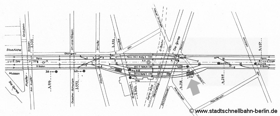 Bild: Gleisplan Friedrichstraße 1967